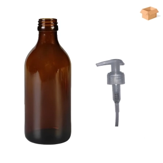 Skleněná lékovka s transparentní pumpičkou Luna 250 ml - 39 ks