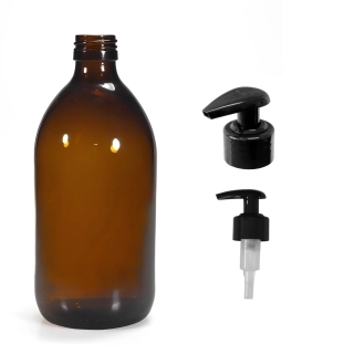 Skleněná lékovka s černou pumpičkou Luna 500 ml