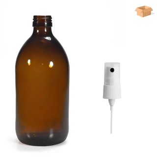 Skleněná lékovka s kosmetickým rozprašovačem Luna 500 ml - 35 ks