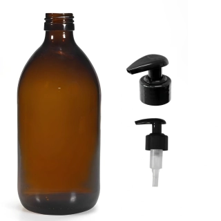 Skleněná lékovka s černou pumpičkou Luna 1000 ml