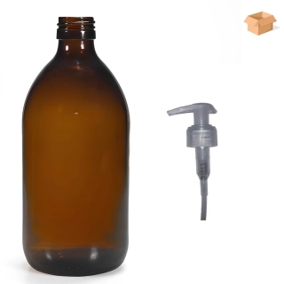 Skleněná lékovka s transparentní pumpičkou Luna 1000 ml - 14 ks