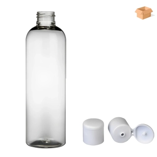 Plastová lahvička čirá s bílým dávkovacím víčkem Ambra 250 ml - 180 ks