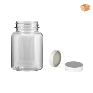 Plastová lahvička čirá s bílým uzávěrem Pilulka 150 ml - 270 ks