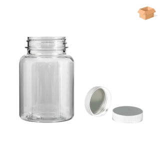 Plastová lahvička čirá s bílým uzávěrem s ALU vložkou Pilulka 150 ml - 270 ks