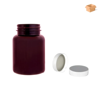 Plastová lahvička hnědá s bílým uzávěrem Pilulka 150 ml - 270 ks