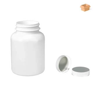 Plastová lahvička bílá s bílým uzávěrem s ALU vložkou Pilulka 200 ml - 225 ks