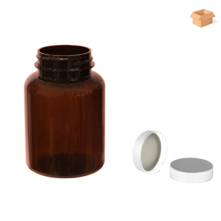 Plastová lahvička hnědá s bílým uzávěrem Pilulka 200 ml - 225 ks
