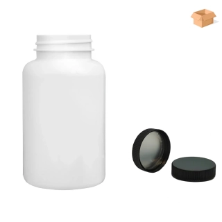 Plastová lahvička bílá s černým uzávěrem s ALU vložkou Pilulka 250 ml - 165 ks