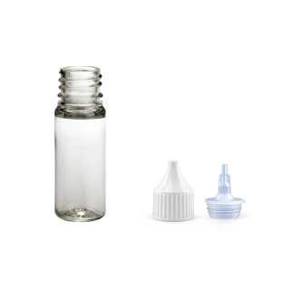 Plastová lahvička čirá s bílou špičkou Via 10 ml