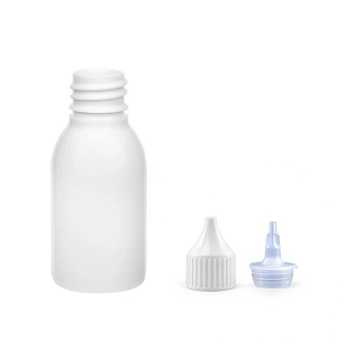 Plastová lahvička bílá široká s bílou špičkou Via 25 ml