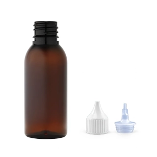 Plastová lahvička hnědá s bílou špičkou Via 35 ml