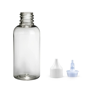 Plastová lahvička čirá s bílou špičkou Via 50 ml