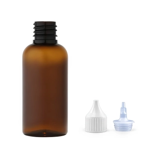 Plastová lahvička hnědá s bílou špičkou Via 50 ml