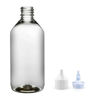 Plastová lahvička čirá s bílou špičkou Via 115 ml