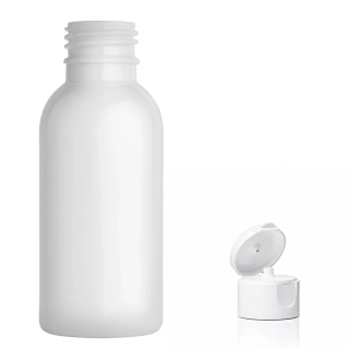 Plastová lahvička bílá s bílým dávkovacím víčkem Tera 100 ml