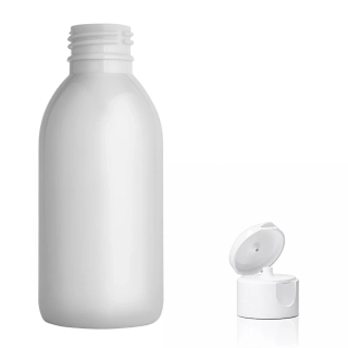 Plastová lahvička bílá s bílým dávkovacím víčkem Tera 150 ml