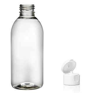 Plastová lahvička čirá s bílým dávkovacím víčkem Tera 250 ml