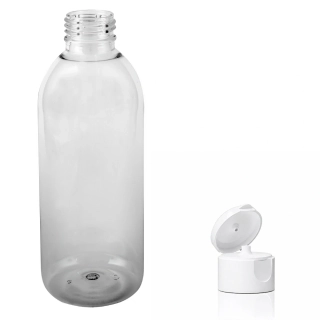 Plastová lahvička čirá s bílým dávkovacím víčkem Tera 300 ml