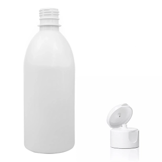 Plastová lahvička bílá s bílým dávkovacím víčkem Tera 500 ml