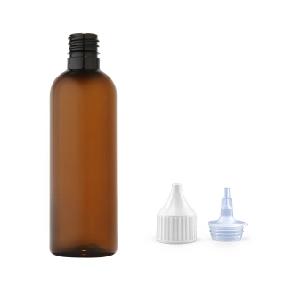 Plastová lahvička hnědá s bílou špičkou Via 100 ml