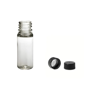 Plastová lahvička čirá s černým uzávěrem Via 10 ml
