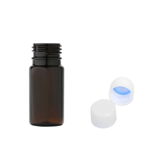 Plastová lahvička hnědá s bílým uzávěrem Tera 35 ml