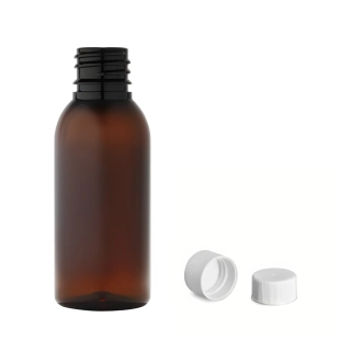 Plastová lahvička hnědá s bílým uzávěrem Via 35 ml