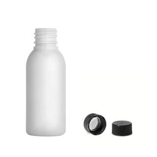 Plastová lahvička bílá s černým uzávěrem Via 35 ml