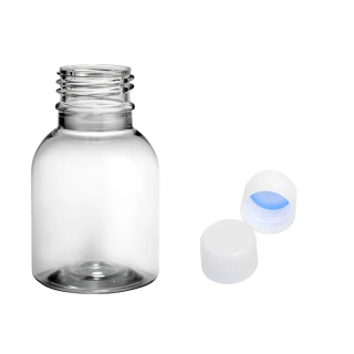 Plastová lahvička čirá s bílým uzávěrem Tera 50 ml