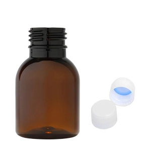 Plastová lahvička hnědá s bílým uzávěrem Tera 50 ml
