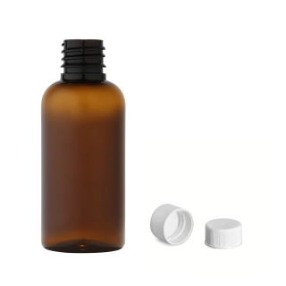 Plastová lahvička hněda s bílým uzávěrem Via 50 ml