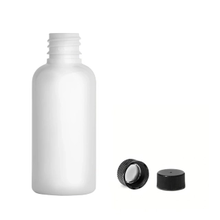 Plastová lahvička bílá s černým uzávěrem Via 50 ml