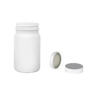 Plastová lahvička bílá s bílým uzávěrem Pilulka 100 ml