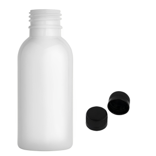 Plastová lahvička bílá s černým uzávěrem Tera 100 ml