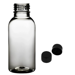Plastová lahvička čirá s černým uzávěrem Tera 100 ml
