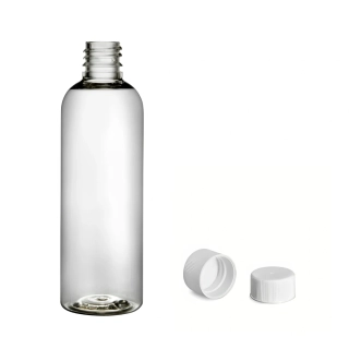 Plastová lahvička čirá s bílým uzávěrem Via 100 ml