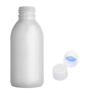 Plastová lahvička bílá s bílým uzávěrem Tera 150 ml