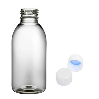 Plastová lahvička čirá s bílým uzávěrem Tera 150 ml