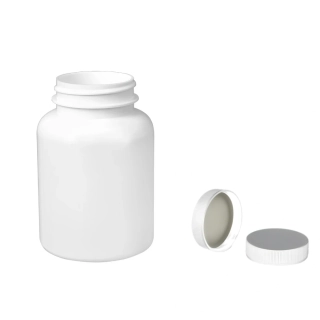 Plastová lahvička bílá s bílým uzávěrem Pilulka 200 ml