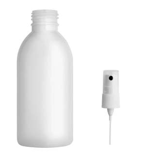 Plastová lahvička bílá s kosmetickým rozprašovačem Tera 200 ml