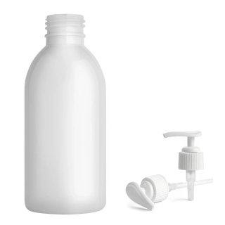 Plastová lahvička bílá s bílou pumpičkou Tera 200 ml