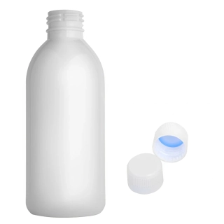Plastová lahvička bílá s bílým uzávěrem Tera 250 ml