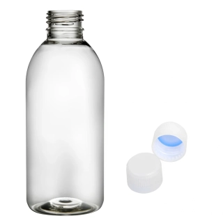Plastová lahvička čirá s bílým uzávěrem Tera 250 ml