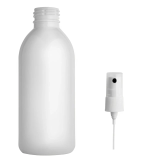 Plastová lahvička bílá s kosmetickým rozprašovačem Tera 250 ml