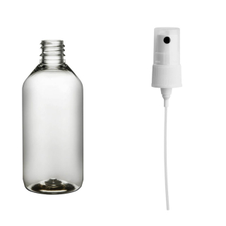 Plastová lahvička čirá s BÍLÝM rozprašovačem Via 115 ml - 400 ks