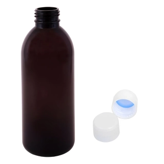 Plastová lahvička hnědá s bílým uzávěrem Tera 300 ml