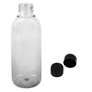 Plastová lahvička čirá s černým uzávěrem Tera 300 ml