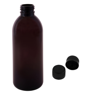 Plastová lahvička hnědá s černým uzávěrem Tera 300 ml