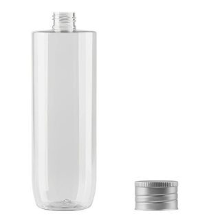 Plastová lahvička čirá se stříbrným uzávěrem Ambra 500 ml
